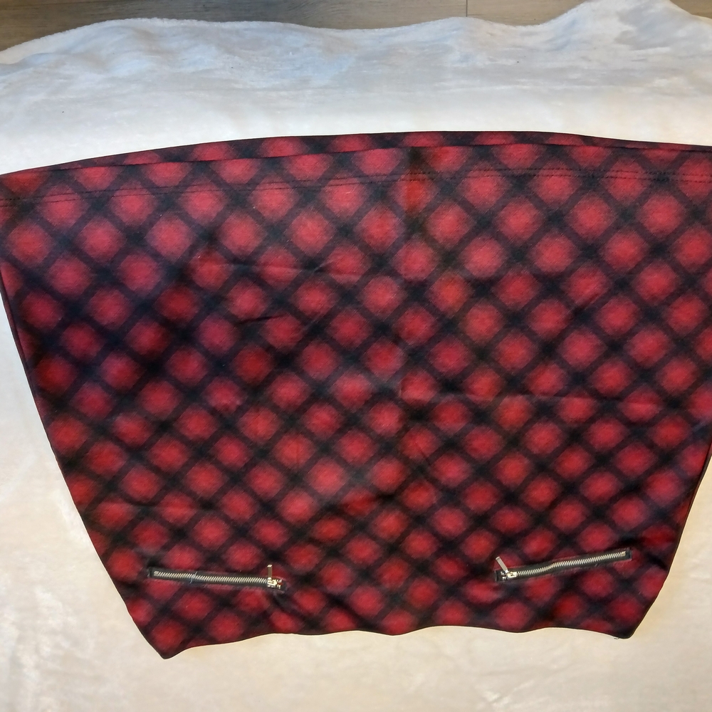 Maurices Red and Black Plaid Skirt